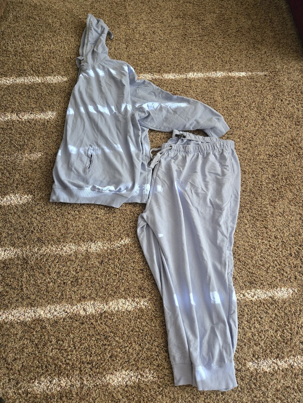 2 Piece Blue Sweatsuit With Zip Front Jacket And Elastic Waist Cuff Pant
